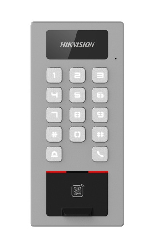 [HIK-ACC-76] DS-K1T502DBFWX - Terminal 2en1 Autónomo Exterior APP Hik-Connect. Control Acceso  tarjeta/teclado/huella y Portero audio. Hikvision
