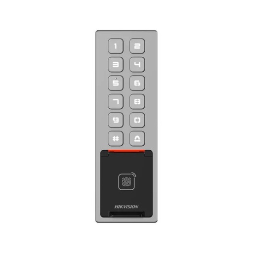 [HIK-ACC-115] DS-K1T805MBFWX - Terminal de control de accesos tarjeta M1 huella digital PIN y bluetooth IP65 IK08 Diseño Slim Hikvision