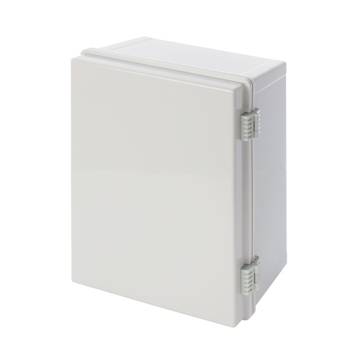 [BYSECUR-362] AWB403020 - Caja de ABS 400x300x200, impermeable con bisagras plásticas de cierre y placa base