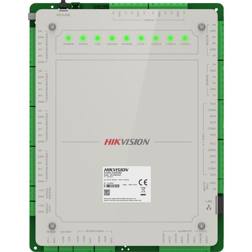 [HIK-ACC-408] DS-K2624X(P) - Controladora acceso multi-identificación facial, huella, tarjeta, QR o PIN. 4 puertas