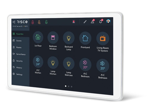 [RISCO-154] RP432KPTZEUA - Controlador de Smart Home y alarma RisControl - Teclado pantalla táctil para LightSYS+ RisControl