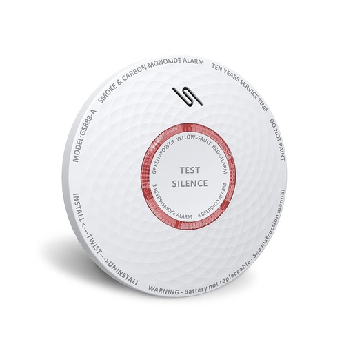 [BYSECUR-102] GS883-A - Detector autónomo combinado de humo y CO Batería de Litio