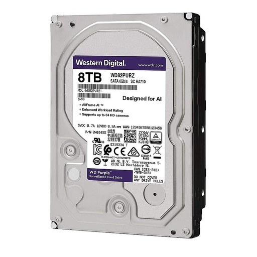 [WESTERN-7] WD85PURZ - Disco Duro de 8 Tb ( 8192 Gb ) Western Digital Purple.