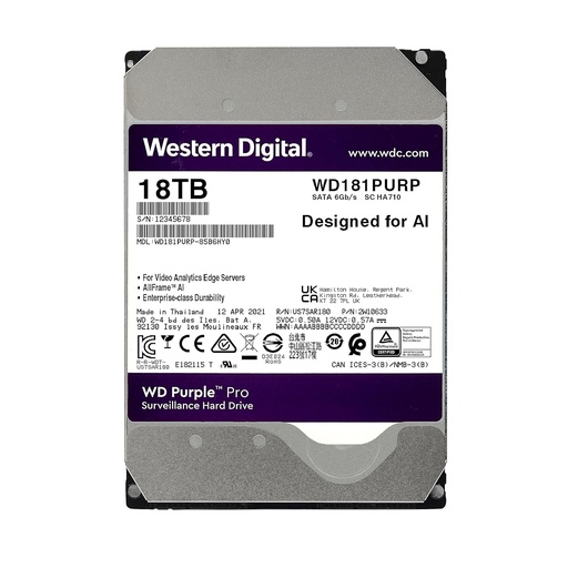 [WESTERN-49] WD181PURP - Disco Duro WD Purple Pro 18TB Especial Seguridad