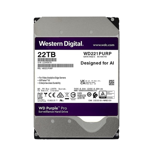 [WESTERN-50] WD221PURP - Disco Duro WD Purple Pro 22TB Especial Seguridad