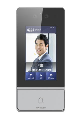 [HIK-INTERCOM-16] DS-KV9503-WBE1 - Estación puerta Placa Calle Reconocimiento facial Antivandálica IP65 IK08 Pantalla táctil IPS 4,3"  Lector tarjetas Mifare Botón 2 cámaras HD 2MP Hikvision