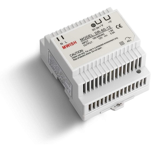 [BYSECUR-121] DC12V5A-DIN - Fuente de alimentación conmutada para carril DIN 12V 5A
