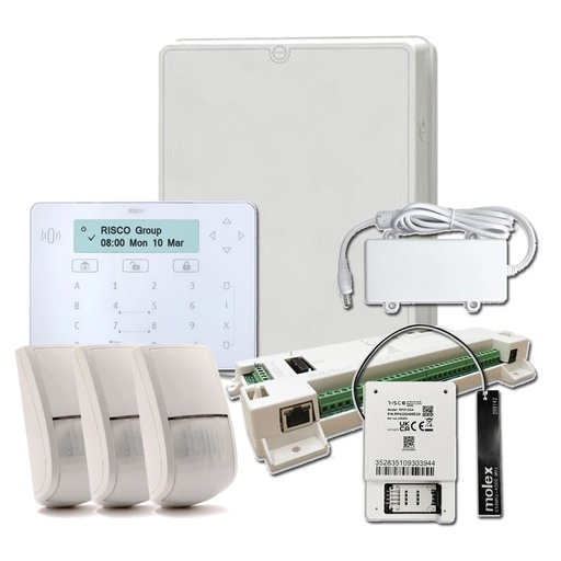 [RISCO-95] Adecuación G3 2G - Kit LightSYS de Adecuación a Grado 3 Placa + Teclado táctil + Módulo GSM 2G + 3 Detectores + Fuente + Caja RISCO